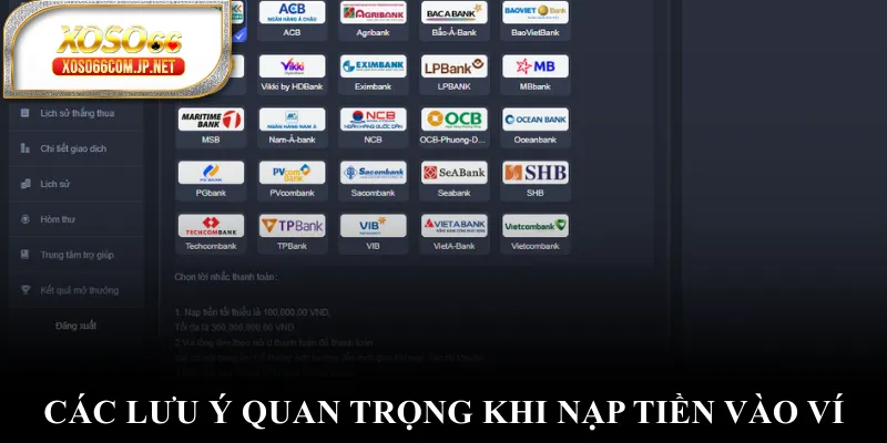 Các lưu ý quan trọng khi nạp tiền vào ví Các lưu ý quan trọng khi nạp tiền vào ví