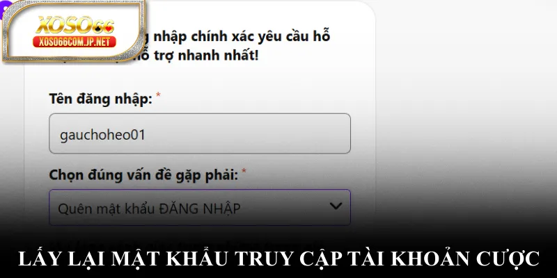 Lấy lại mật khẩu truy cập tài khoản cược