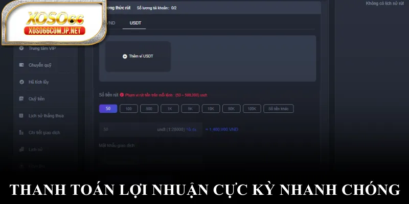 Thanh toán lợi nhuận cực kỳ nhanh chóng Thanh toán lợi nhuận cực kỳ nhanh chóng